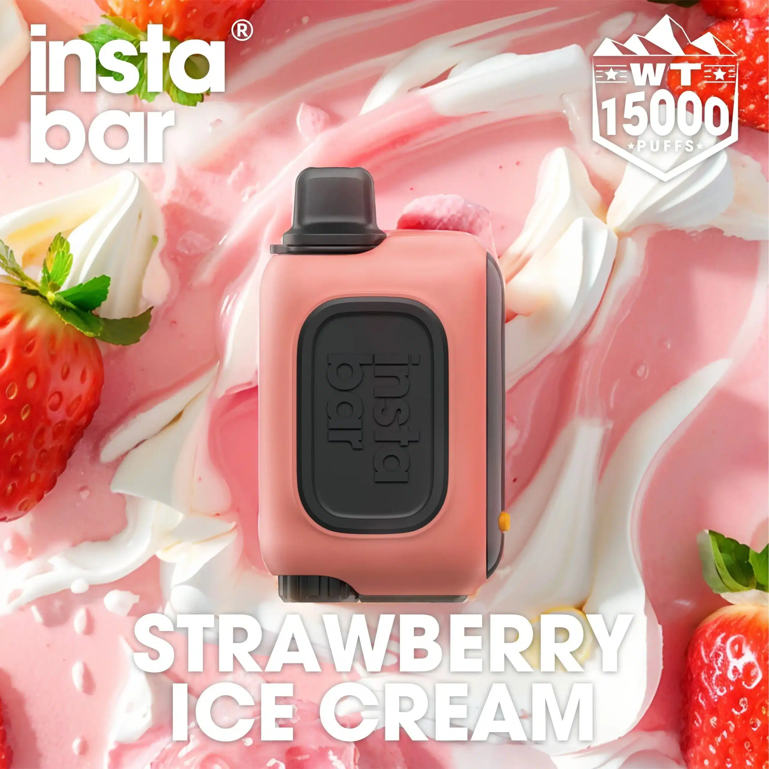 e-papieros truskawkowe lody waniliowe latte, pojedynek smaków vape, deserowe chmury, ikony słodyczy vape - INSTABAR WT15000 PUFFS – Lody truskawkowe - Vapepie Strona Członkowska
