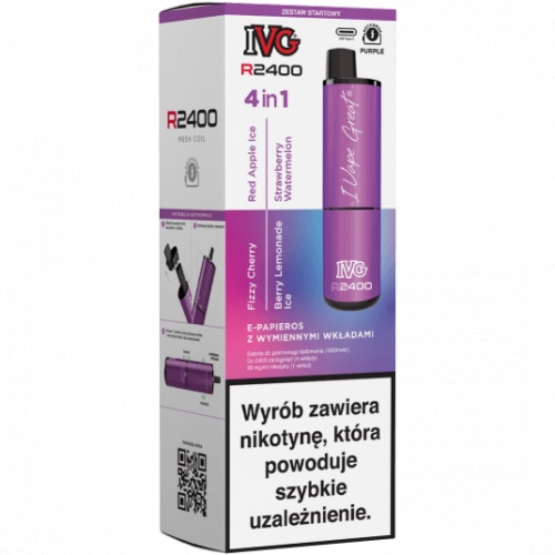 IVG 2400 rozbiórka, demontaż e-papierosa, rozebrany vape, narzędzia do otwierania jednorazówki - IVG 2400 Starter Kit Purple x 4 flavours - IVG 2400 / E-Papieros ...