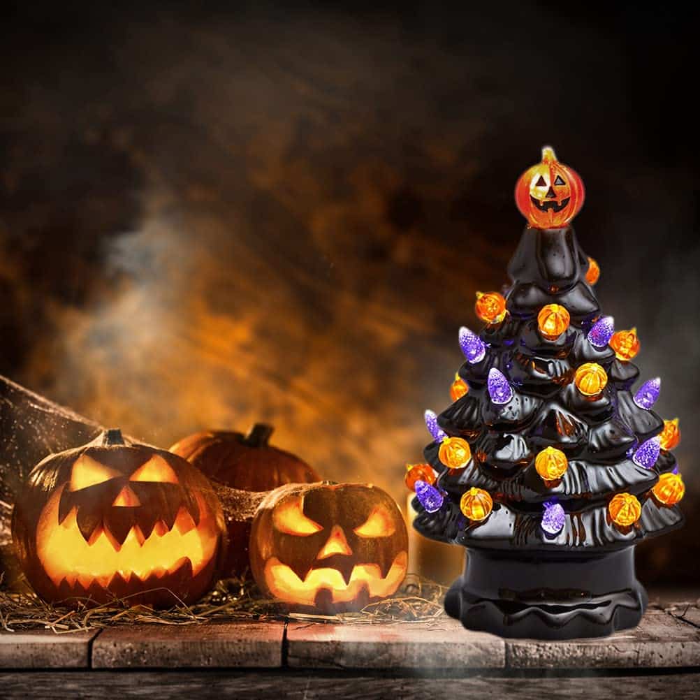 e-papieros prezent świąteczny Halloween, elektroniczny papieros choinka dynia, vape upominek sezonowy - Azusumi Halloweenowa choinka dynia, podświetlana ceramiczna ...