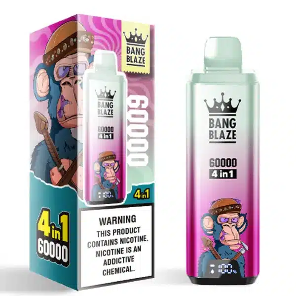 szybkie przełączanie smaku e-papierosa, dłoń suwak vape, Bang Blaze zmiana smaku, dynamiczne wapowanie - Bang Blaze 60000 Puffs 4 w 1 Smak Smart Display 0% 2% 3% 5% Low ...
