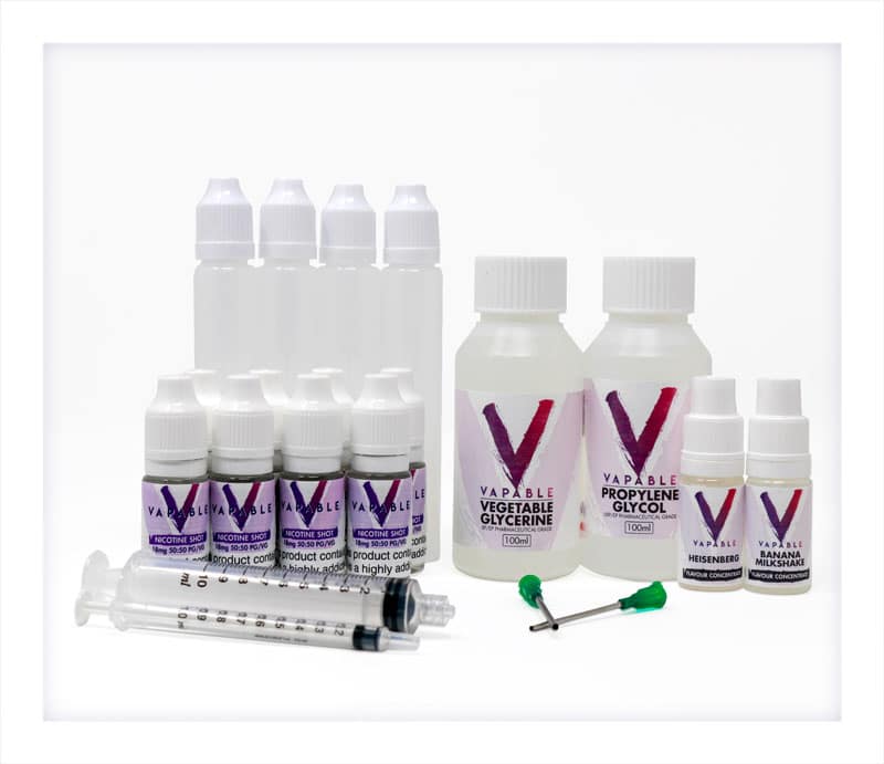 longfill components, DIY e-liquid mixing kit, nicotine shot base concentrate, vape liquid preparation - DIY E-Liquid Mixing Kit (12mg) - Vapable
