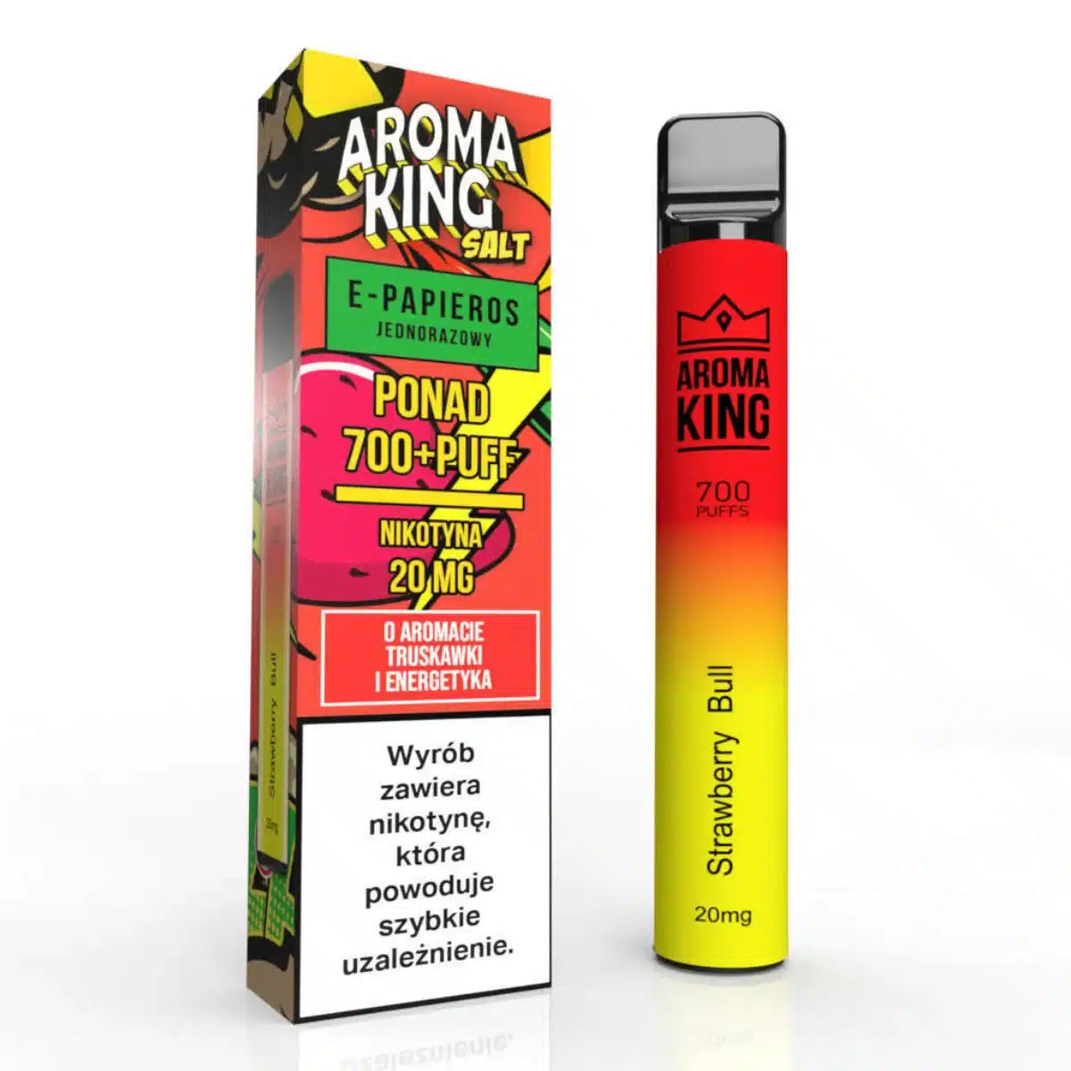 Aroma King Longfill vs jednorazówka porównanie, test smaku e-papierosy, vaping produkty obok siebie - Aroma King 700 Classic 20mg Strawberry Bull
