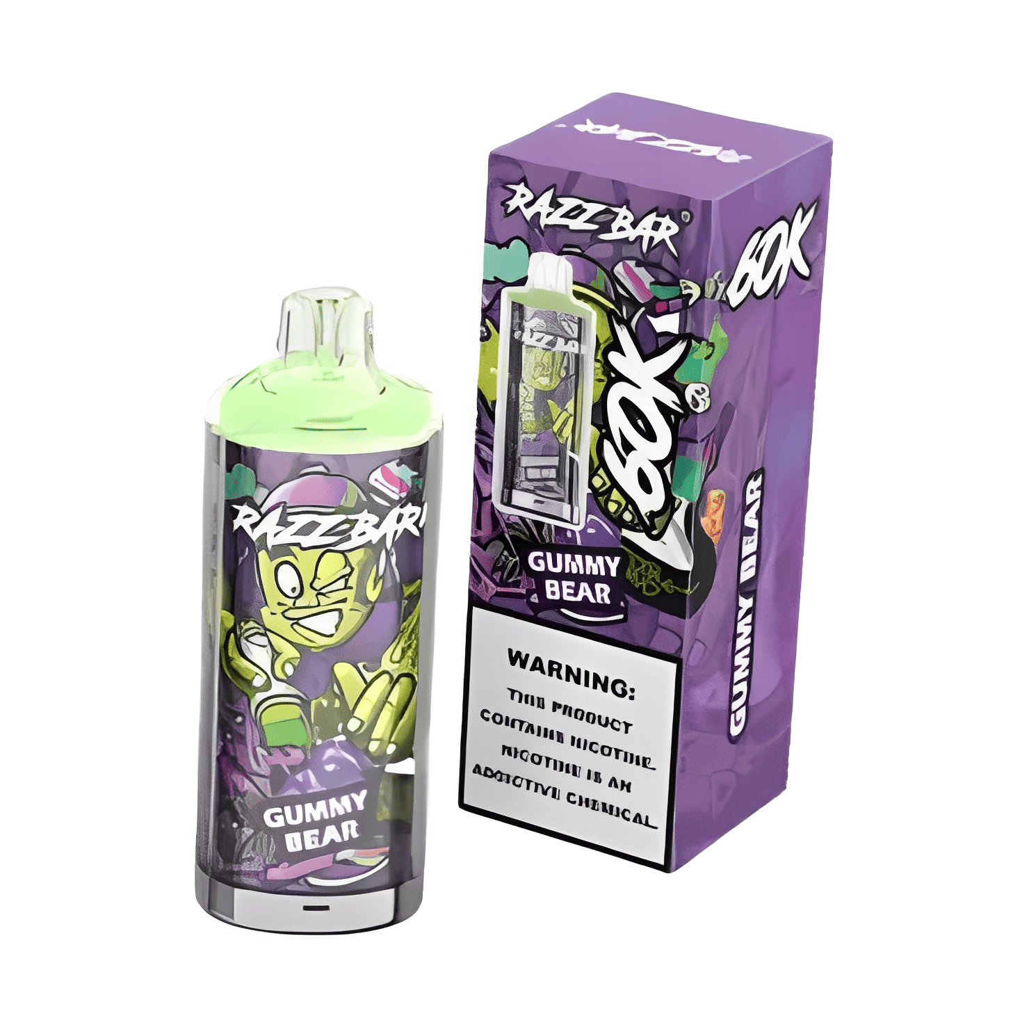 vaping smaki słodycze retro dzieciństwo Gummy Bear Cotton Candy vape słodki - Razz Bar 60000 Gummy Bear | 60.000 Züge Einweg-Vape