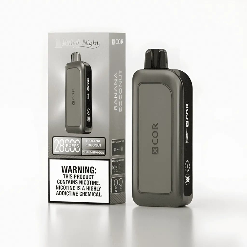Xcor Dubai Night 28000 produkt, luksusowy e-papieros Xcor Hawaii Pro, czarny elegancki vape Xcor, zdjęcia produktowe Xcor - Xcor Dubai Night 28000 Puffs Jednorazowy Vape - Vaporify Polska