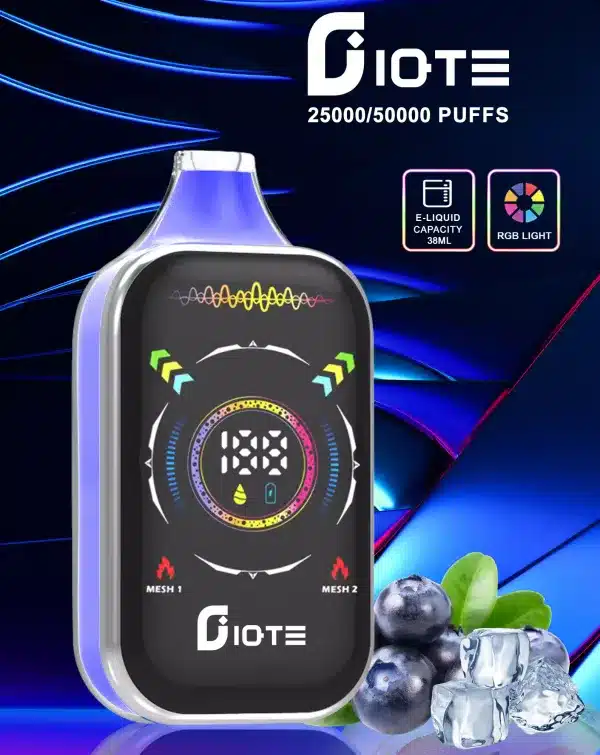 błyszczący e-papieros, vape ze światłami LED, futurystyczny vape z ekranem, klub nocny vape - IQTE 50000 Puffs Dual Mesh RGB Pełny ekran 0% 2% 5% Niska ...
