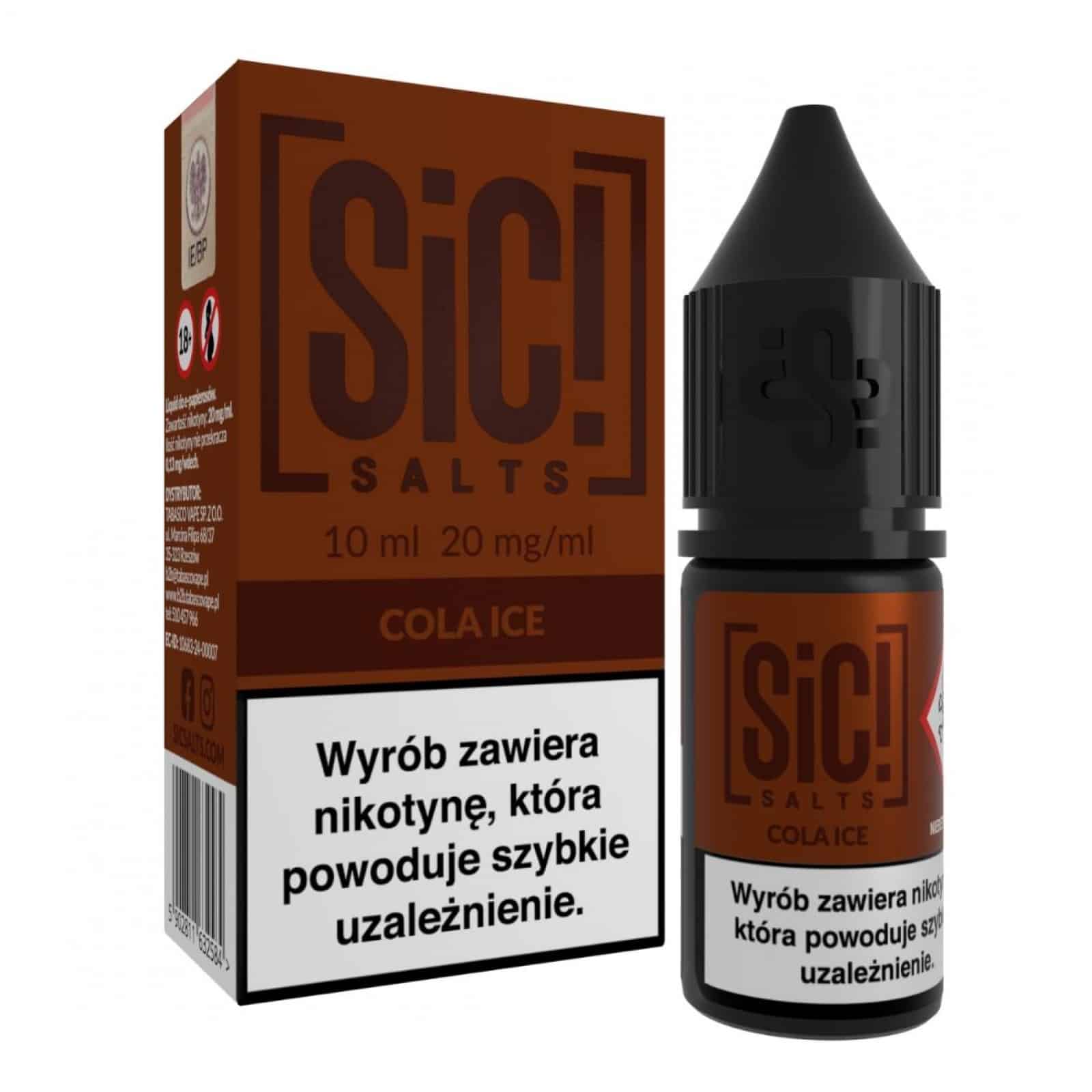 równowaga słodyczy chłód vape, e-liquid balans smaków ice, zimna cola zasada chłodzenia smaku - Liquid do e-papierosa SIC! SALTS 10ml Cola Ice 20mg - e-papierosy.pl