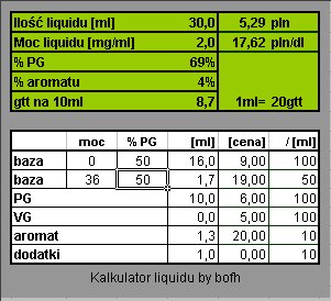 tabela proporcji longfill, jak mieszać e-liquid, kalkulator nikotyny vape - Aplikacja do obliczania proporcji/moc liquidu - Strona 5 - E ...