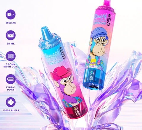 RandM Tornado 15000, kultowy e-papieros, vape z grafiką małpy, popularny RandM - RandM Tornado Jednorazowy e-papieros 15000 Buchów o smaku VIMTO 25 ...