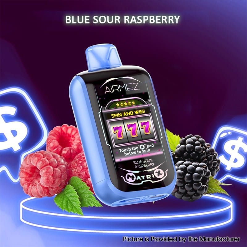 Airmez Matrix Pro 30000, e-papieros Blue Sour Raspberry, vape smak, kwaśna malina cytryna test, recenzja vape - Buy Authentic AiRMEZ Matrix Pro 30K Disposable Vape Kit 800mAh 22ml
