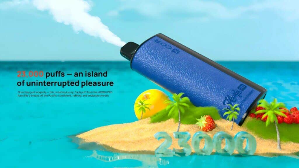 XCOR Hawaii Pro, luksusowy e-papieros skórzany, hawajskie smaki vape, egzotyczna plaża i e-papieros - XCOR Hawaii Pro 23000: Inteligencja i styl w jednym urządzeniu -