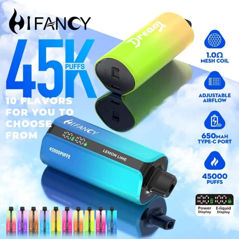 Dual Mesh Coil vape, grzałka siatkowa e-papieros, technologia mesh coil - Hifancy 45k: Sekret Długotrwałego Smaku dzięki Mesh Coil