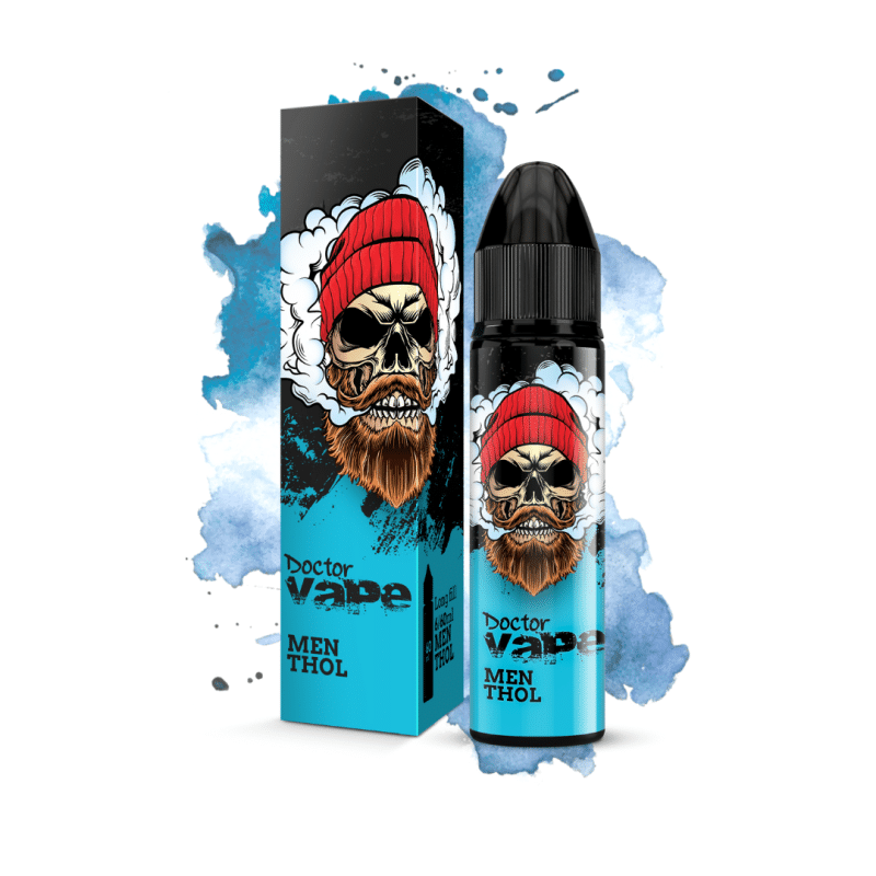 Doctor Vape liquid butelka medyczna estetyka, opakowanie e-liquidu w stylu medycznym, koncept leku vape, stetoskop e-papieros - Longfill DOCTOR VAPE 6/60ml - Menthol