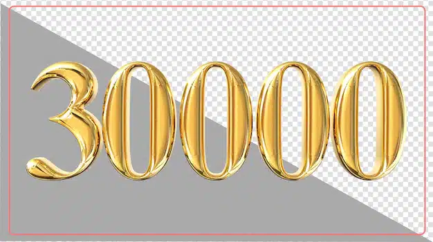 Grafika przedstawiająca dużą cyfrę 30000 w kontekście zaciągnięć e-papierosa, być może z wizualizacją dymu lub pary, symbolizującą ogromną pojemność i długotrwałość urządzenia.